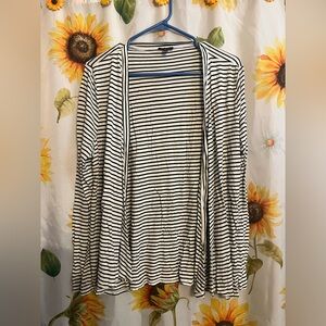 Talbots Black and White Striped Top